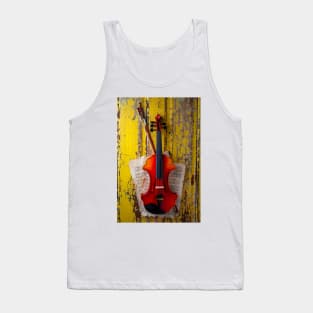 Baroque Violin Hanging On Yellow Wall Tank Top